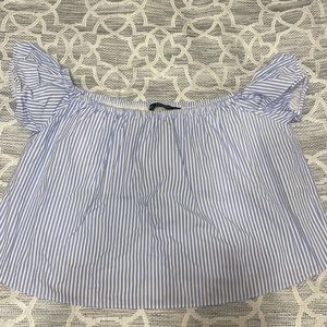 Zara blue and white crop top